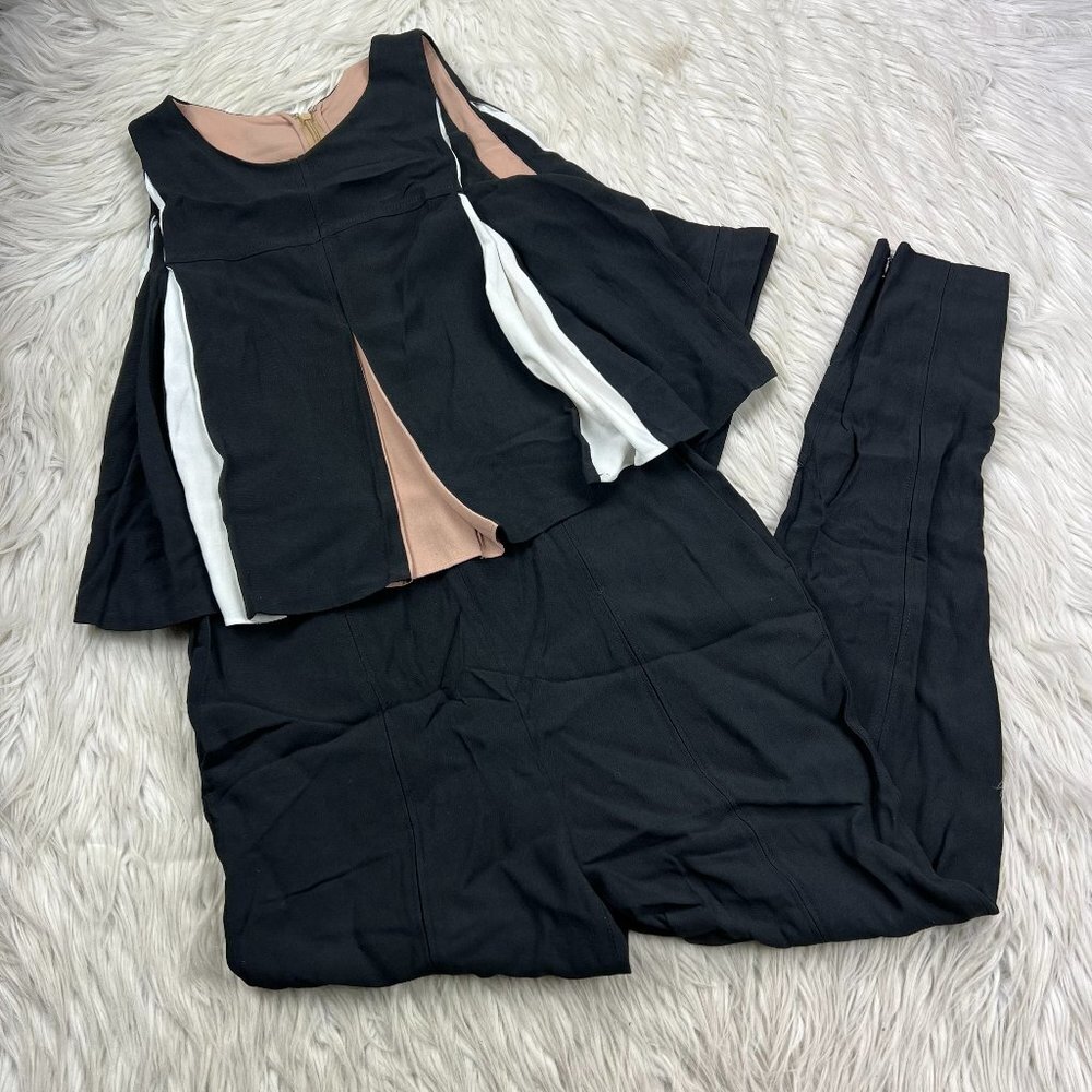 O'2nd Woven Crepe Layered Look Flounce Skinny Leg Jumpsuit